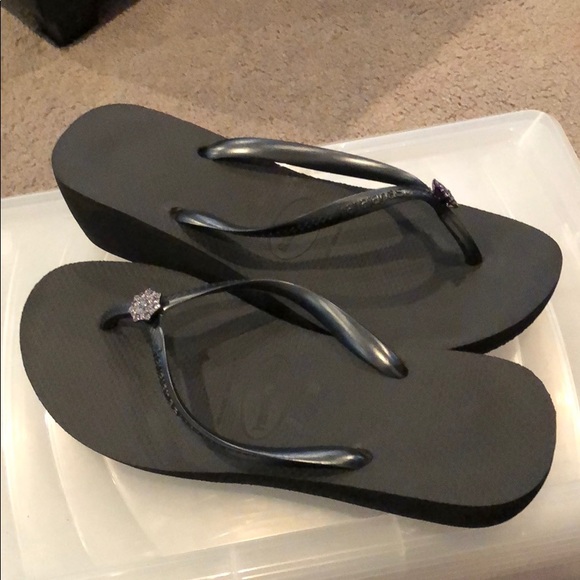 black havaianas with swarovski crystals